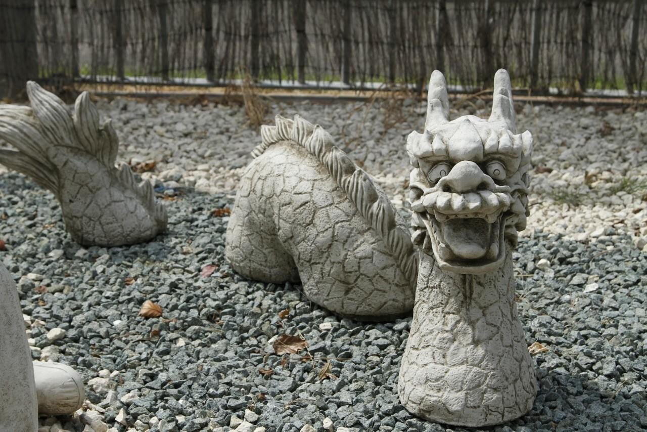 3 Piece Stone CastDragon Statue
