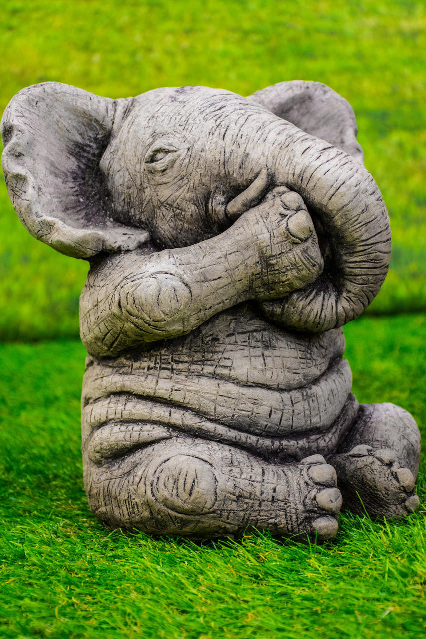 3 Wise Stone Elephants Garden Ornaments