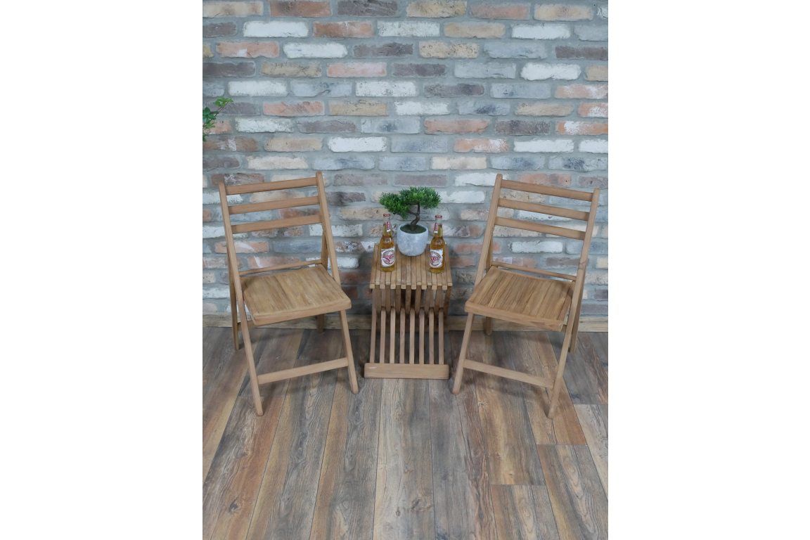 Rustic Wooden Bistro Set – Compact Table & Chairs for Relaxed Living