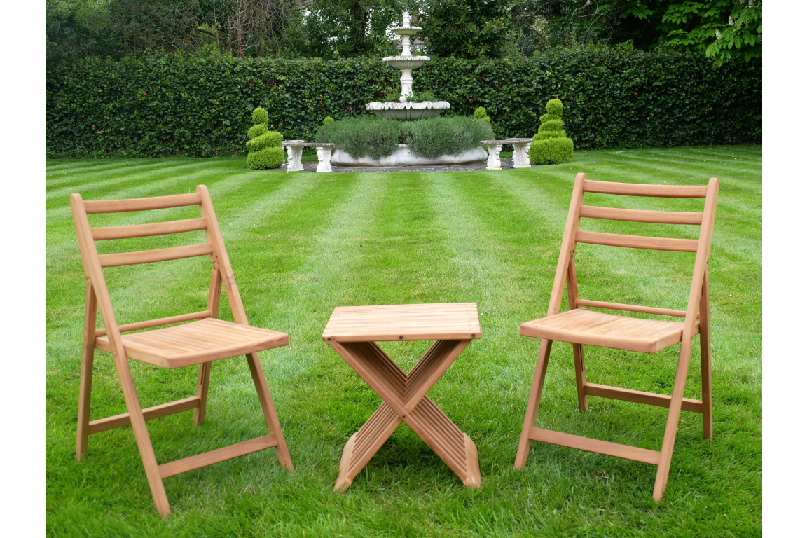 Rustic Wooden Bistro Set – Compact Table & Chairs for Relaxed Living