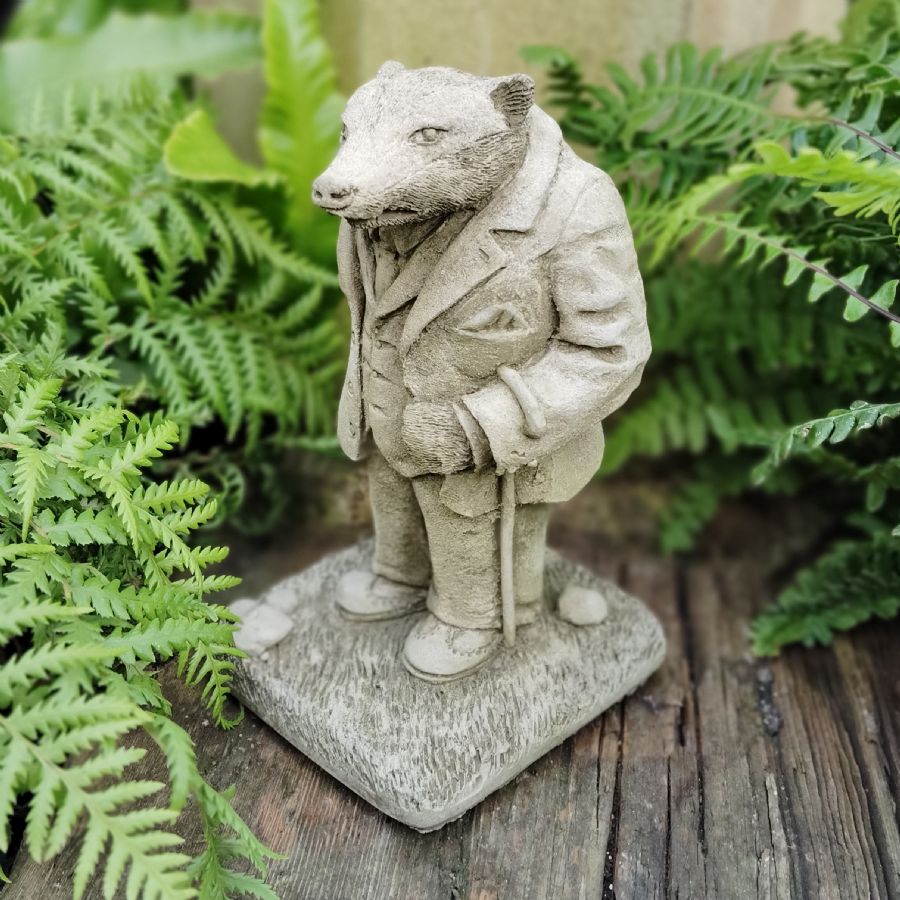 Stone Cast Mr. Badger Garden Sculpture Ornaments