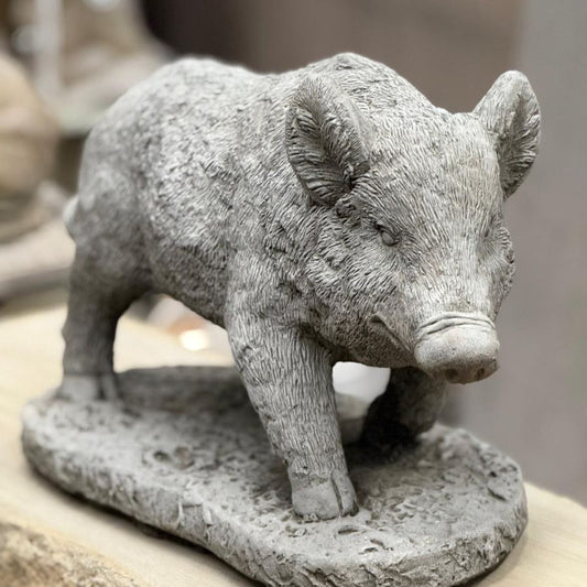 Stone Wild Boar Statue – Detailed Woodland Garden Ornament