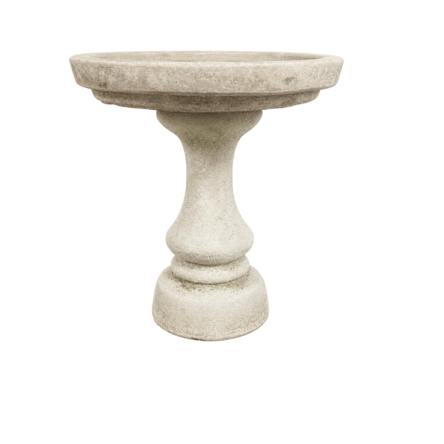 Stone Cast Blossom Design Birdbath with Decorative Pedestal