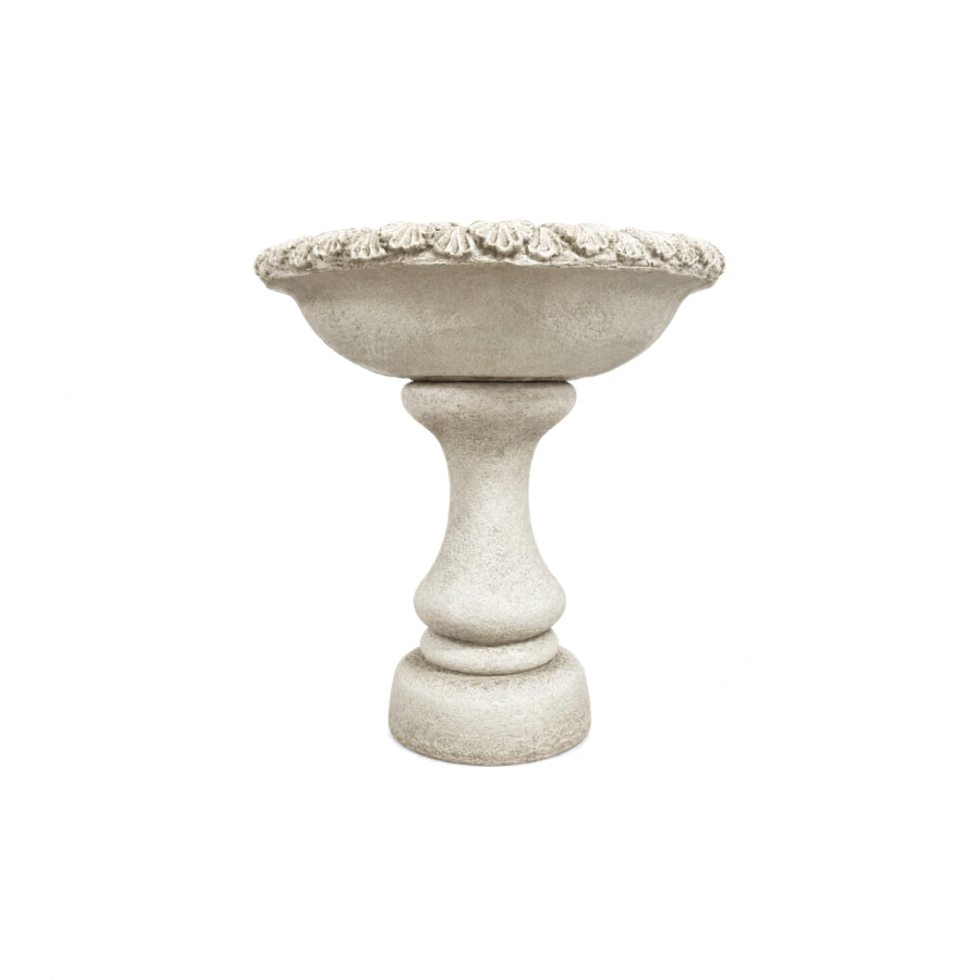 Stone Cast Richmond Birdbath with Decorative Carved Basin and Pedestal
