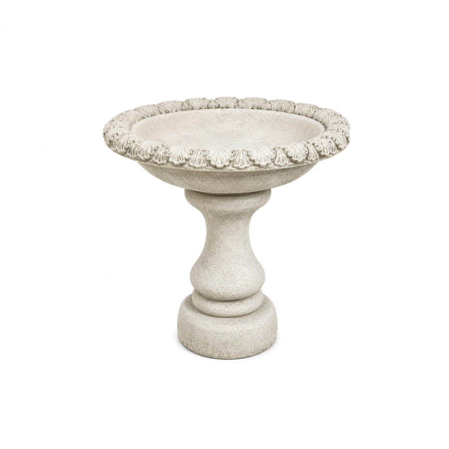 Stone Cast Richmond Birdbath with Decorative Carved Basin and Pedestal