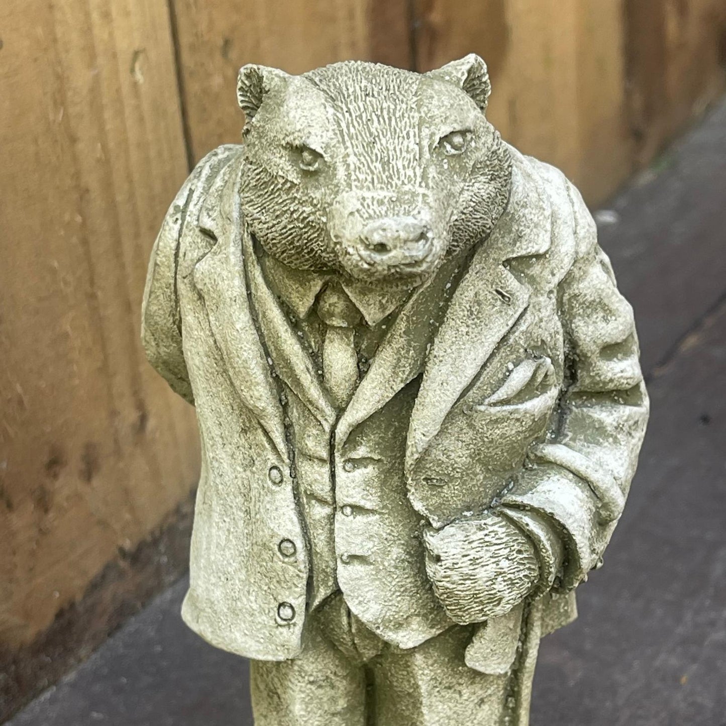 Stone Cast Mr. Badger Garden Sculpture Ornaments