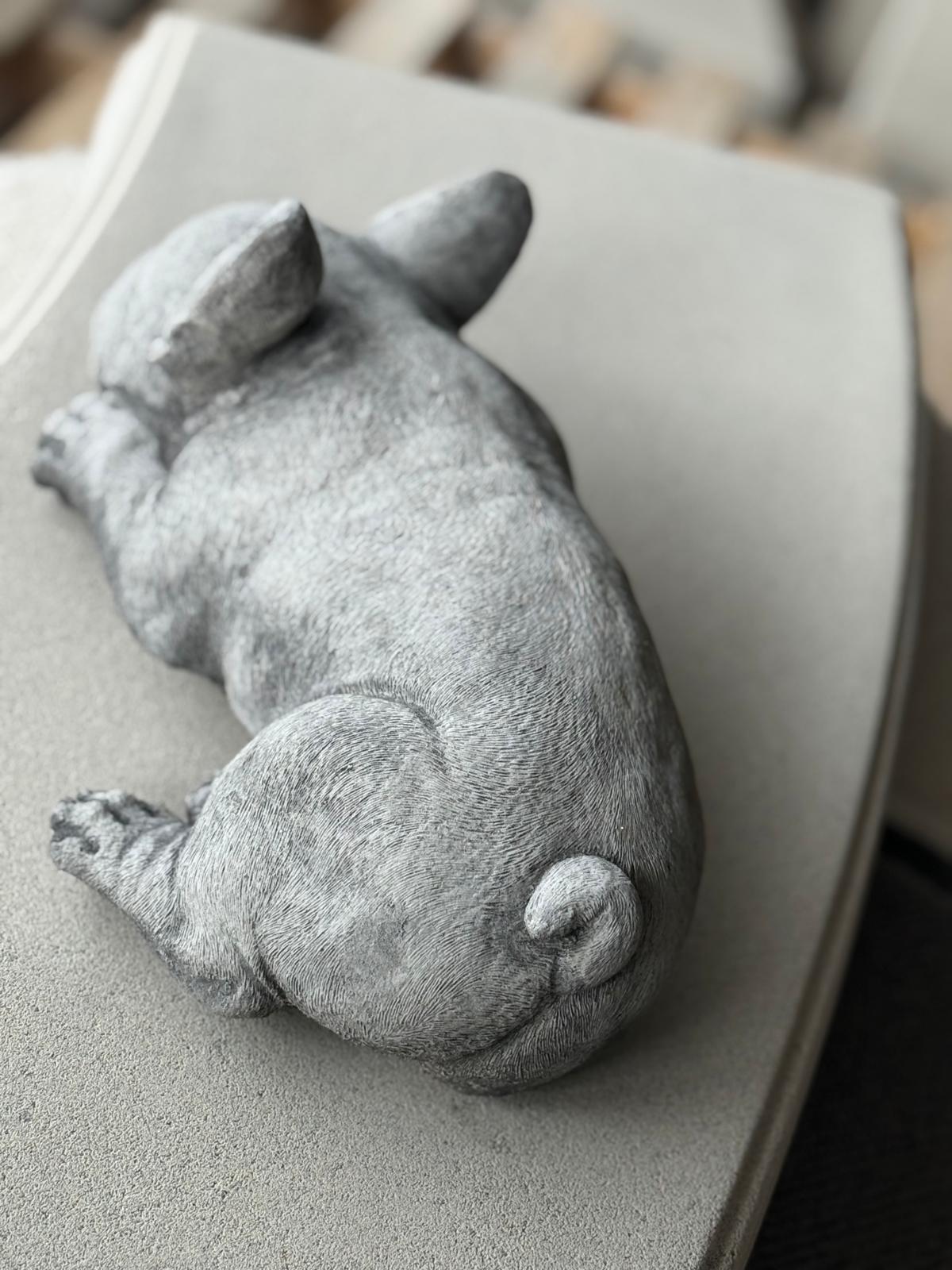 Stone Cast Cute Laying Frenchie Dog Statue