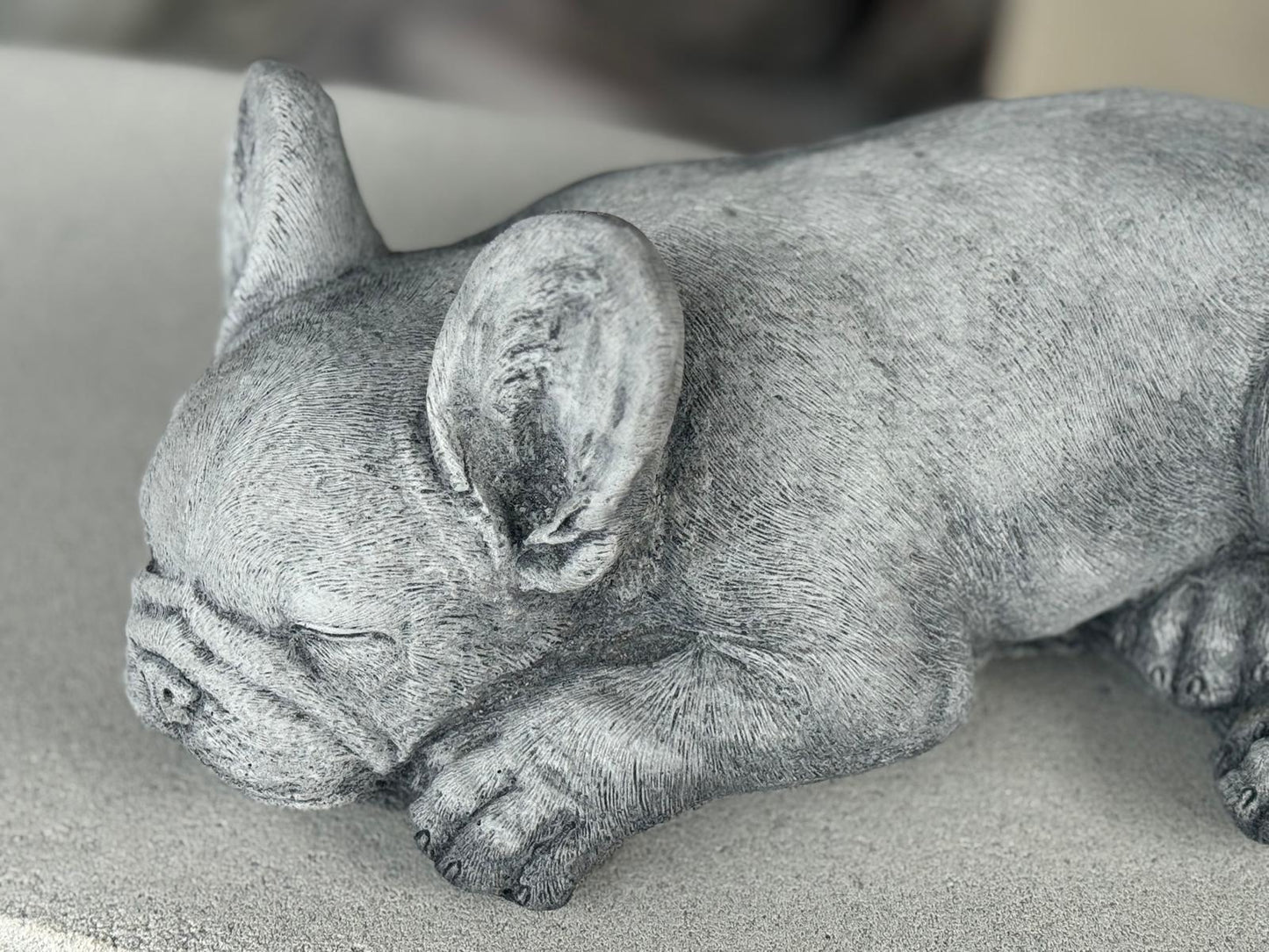 Stone Cast Cute Laying Frenchie Dog Statue