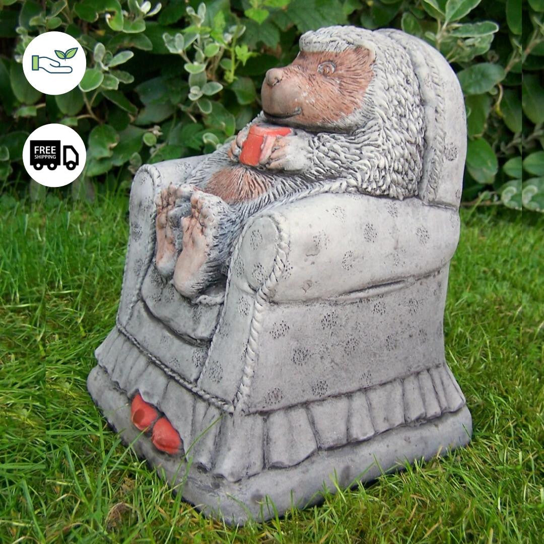 Adorable Hedgehog in chair – fairy garden ornament