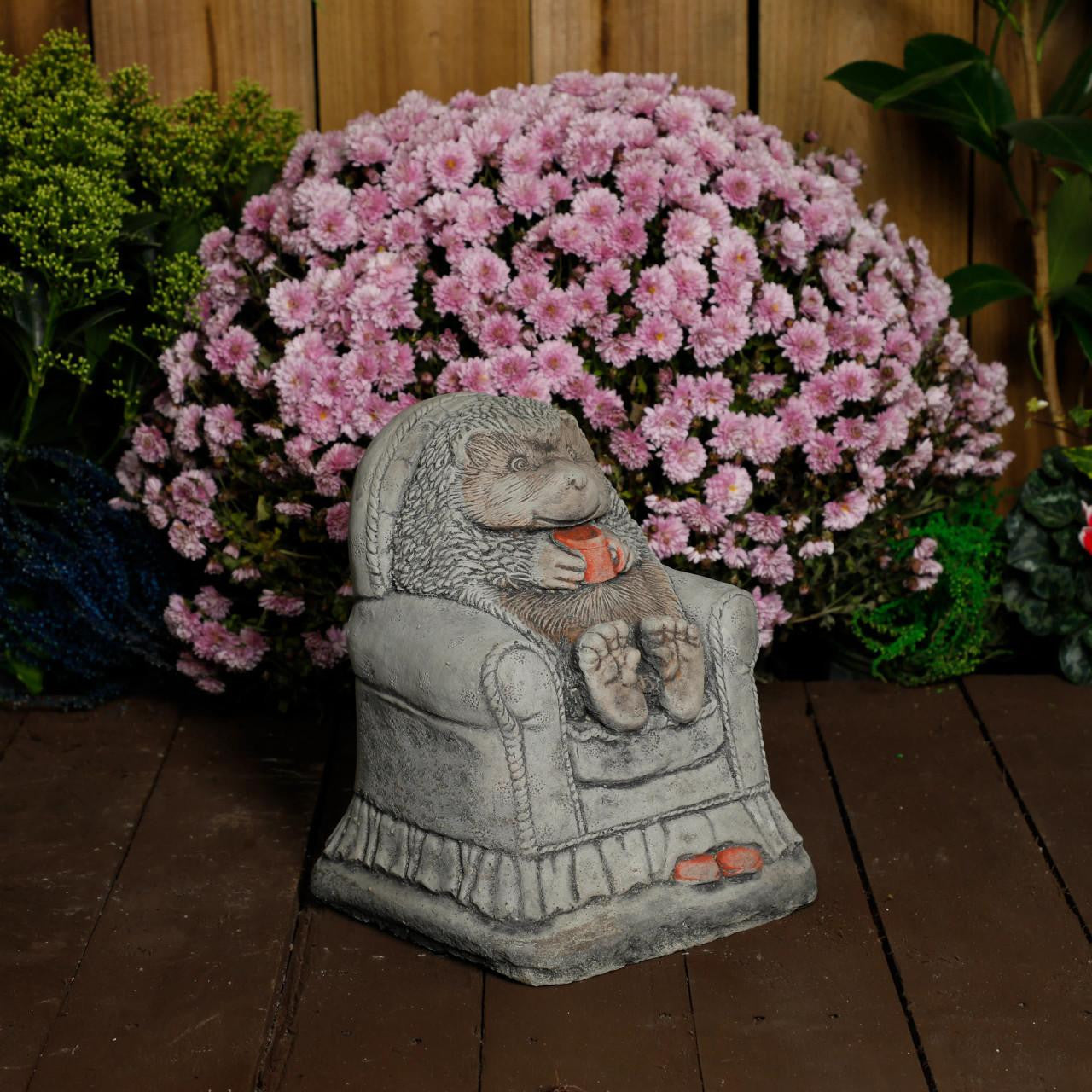 Adorable Hedgehog in chair garden ornament 