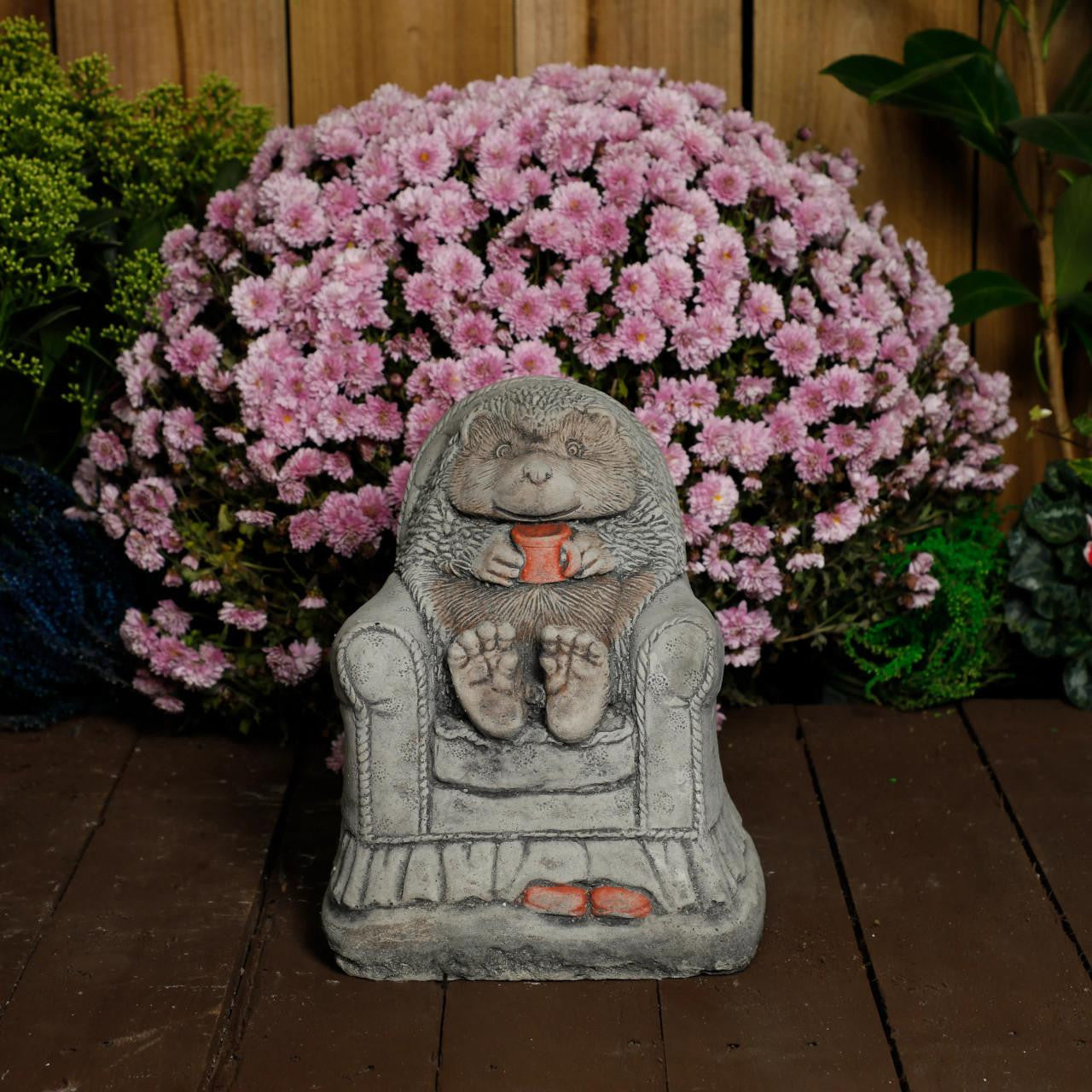 Adorable Hedgehog in chair garden ornament 