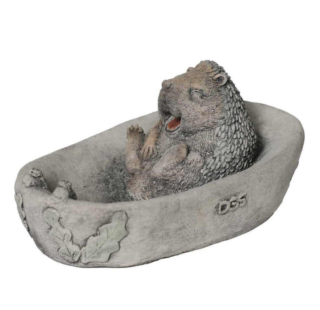 Adorable Stone Cast Bathing Hedgehog Garden Ornament