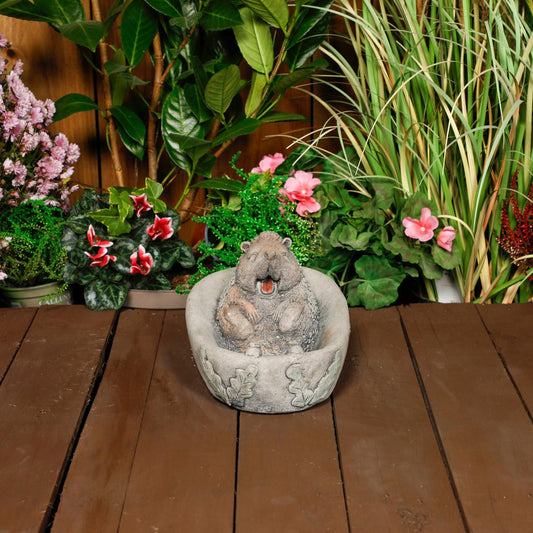 Adorable Stone Cast Bathing Hedgehog Garden Ornament