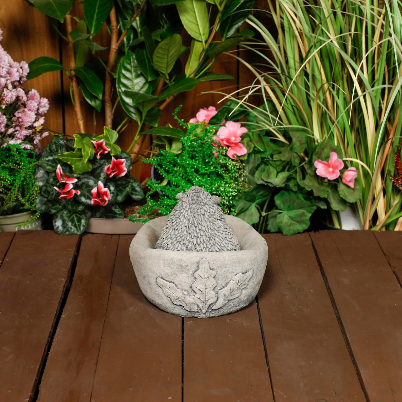 Adorable Stone Cast Bathing Hedgehog Garden Ornament