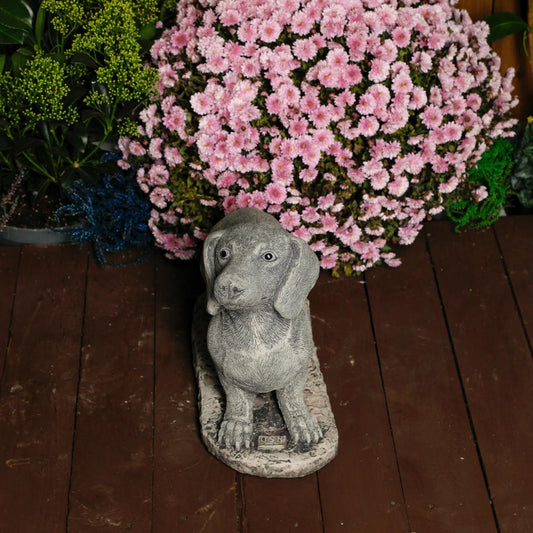 Adorable Stone Cast Dachshund Statue