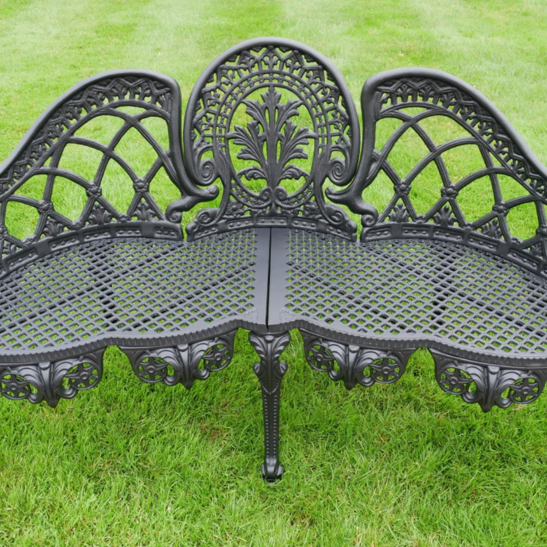 Antique  Aluminium Bench with Black Finish Garden Bench 130 cm