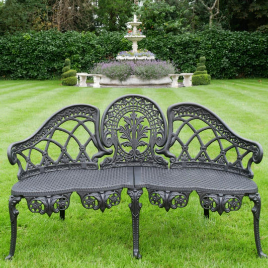 Antique  Aluminium Bench with Black Finish Garden Bench 130 cm