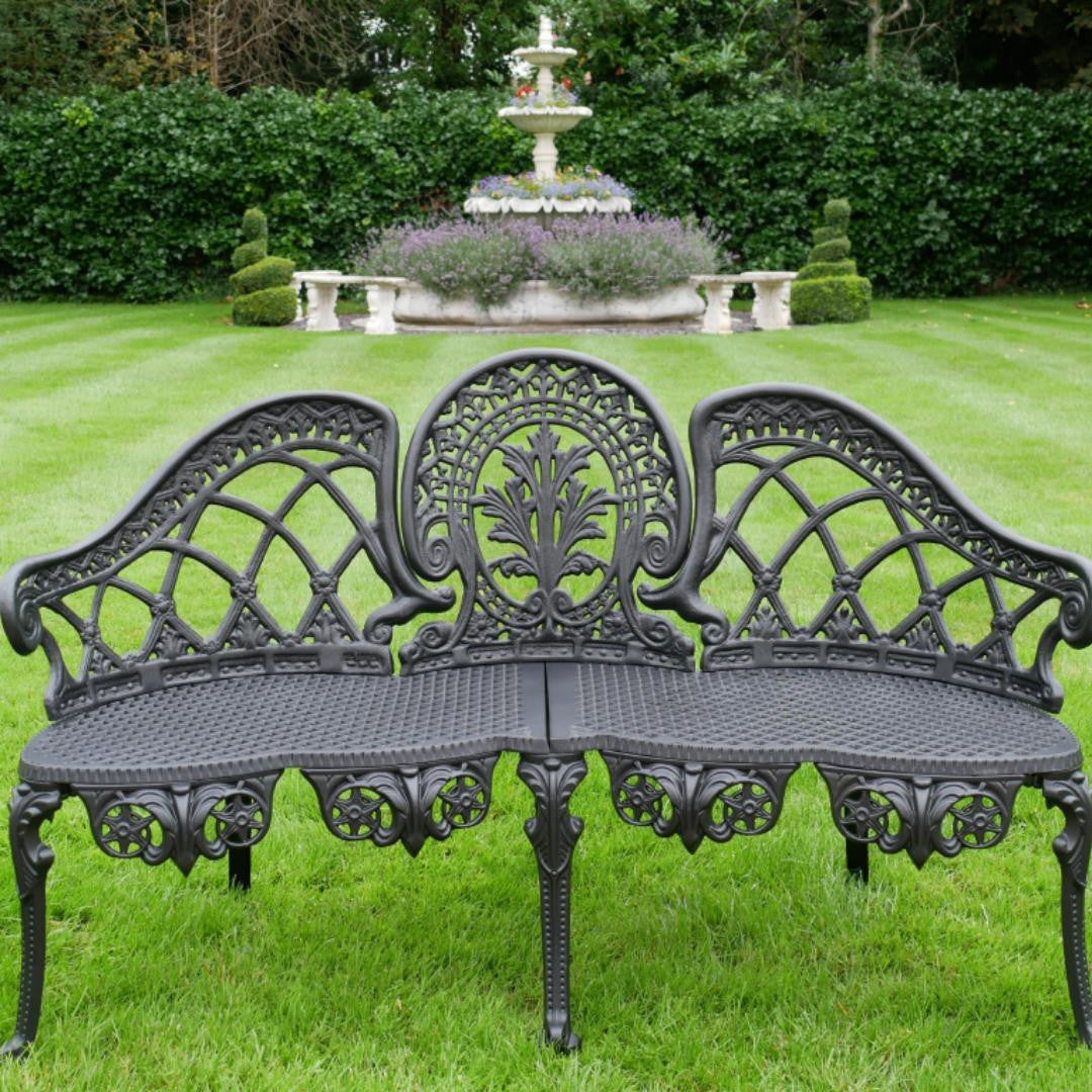 Antique  Aluminium Bench with Black Finish Garden Bench 130 cm