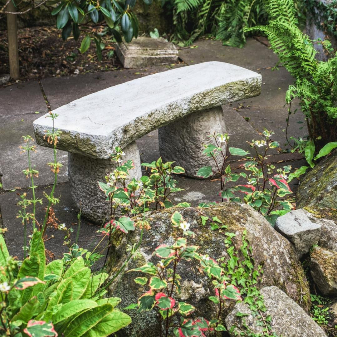 Beautiful Rustic Carved Stone Cast Garden Bench