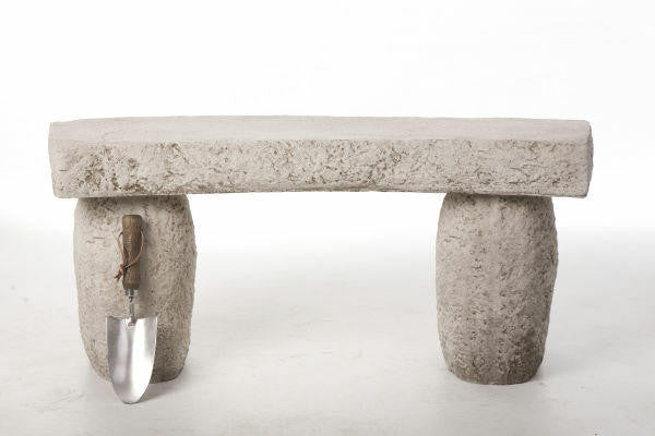 Beautiful Rustic Carved Stone Cast Garden Bench