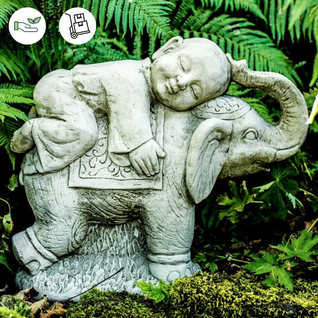 Boy Buddha on Elephant Garden Ornament