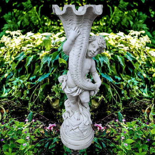 Boy Holding a Horn Planter statue