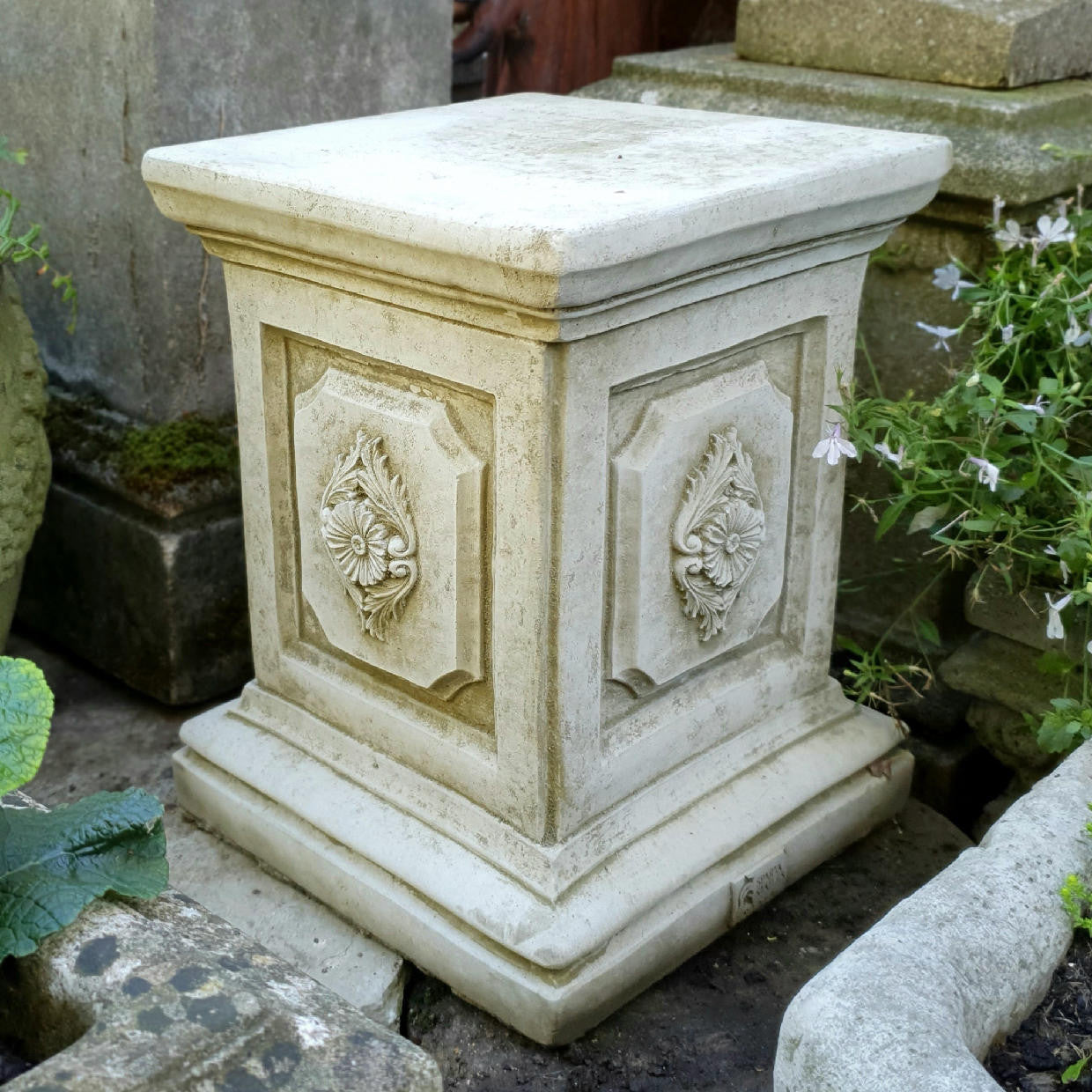 Cartouche Plinth Large Square statuary pedestal