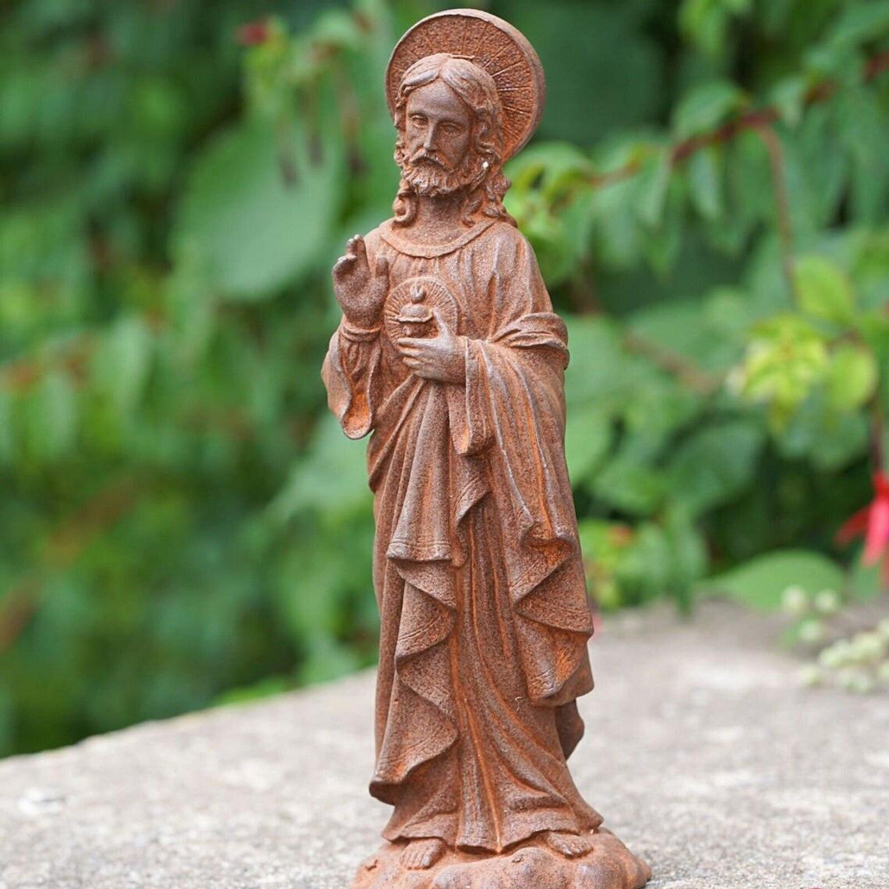 Cast Iron Jesus Garden Ornament Home Decor Statue