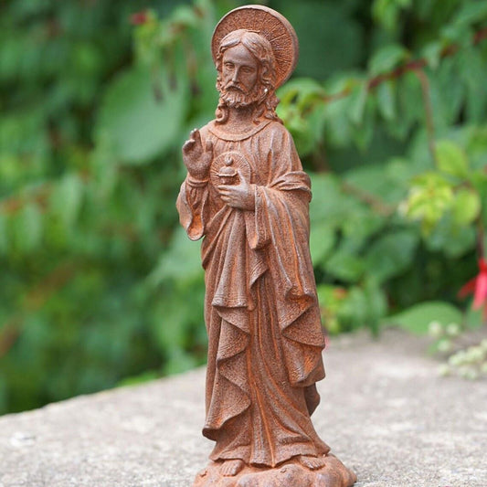 Cast Iron Jesus Garden Ornament Home Decor Statue