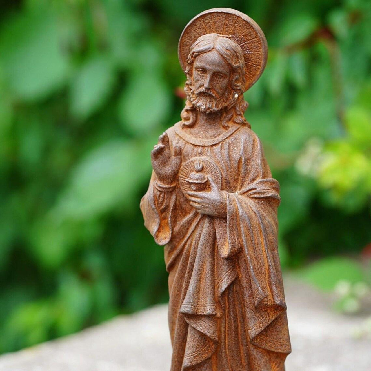 Cast Iron Jesus Garden Ornament Home Decor Statue