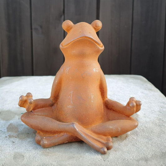 Cast Iron Meditating Yoga Frog Garden Ornament Home Decor