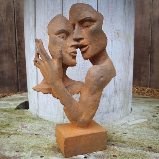 Cast Iron Oriental Lovers Sculpture Home Decor Garden Ornament