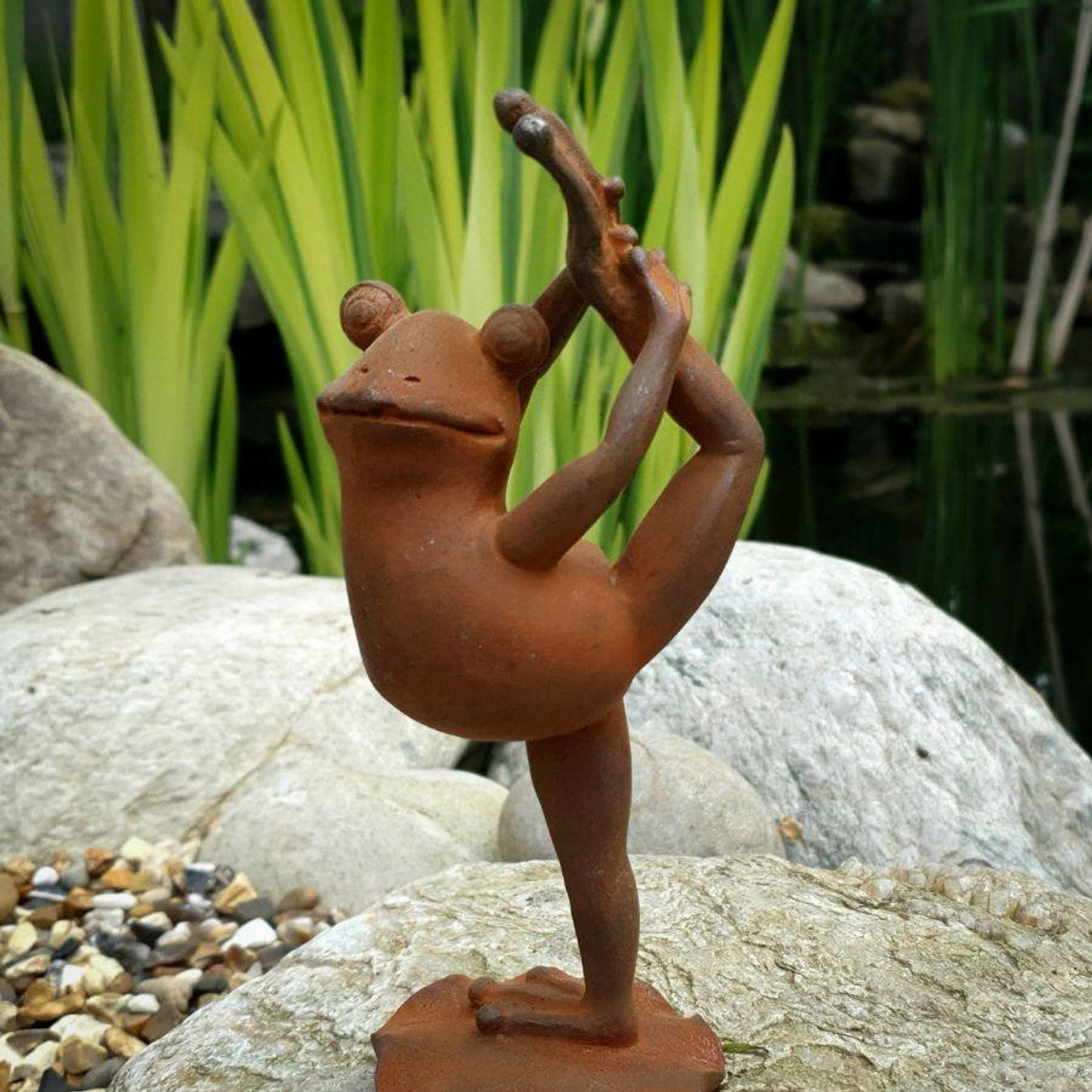 Cast Iron Upright Dancing Pose Yoga Frog Garden Ornament Home Decor