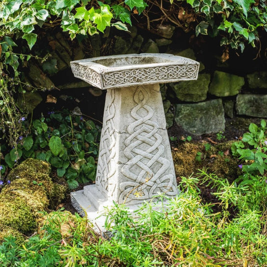 Celtic style Birdbath with Square Top