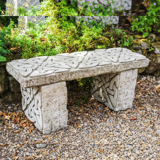 Celtic Style Stone Cast Garden Seat / Bench