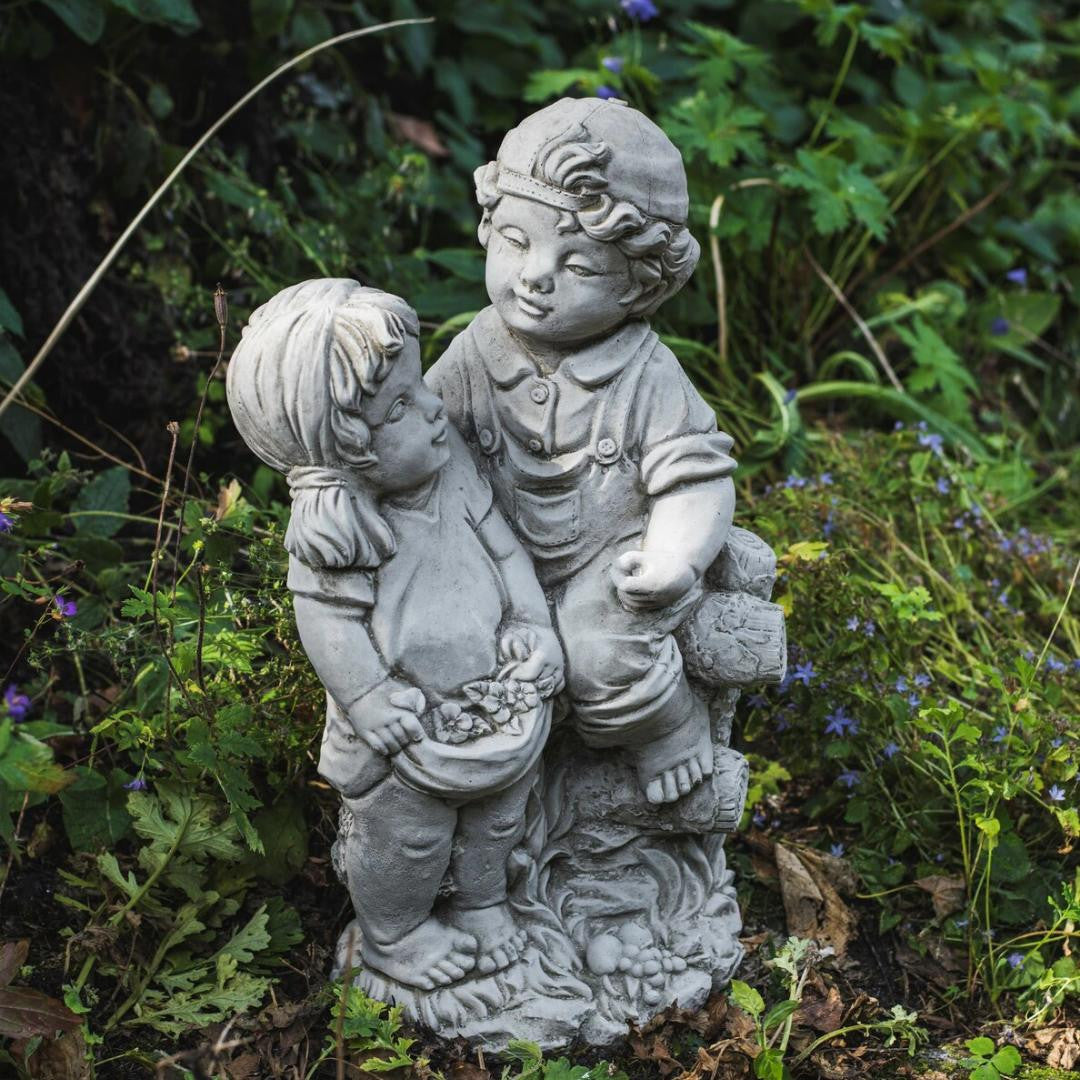 Charming Brother and Sister Sweethearts Statue
