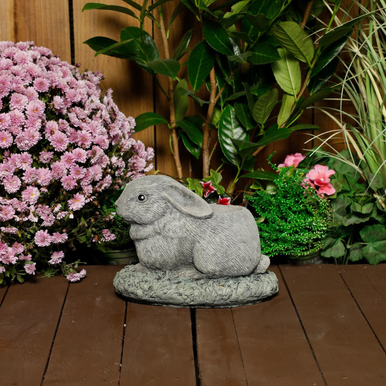 Charming Stone Cast Rabbit Planter for Flowers or Herbs