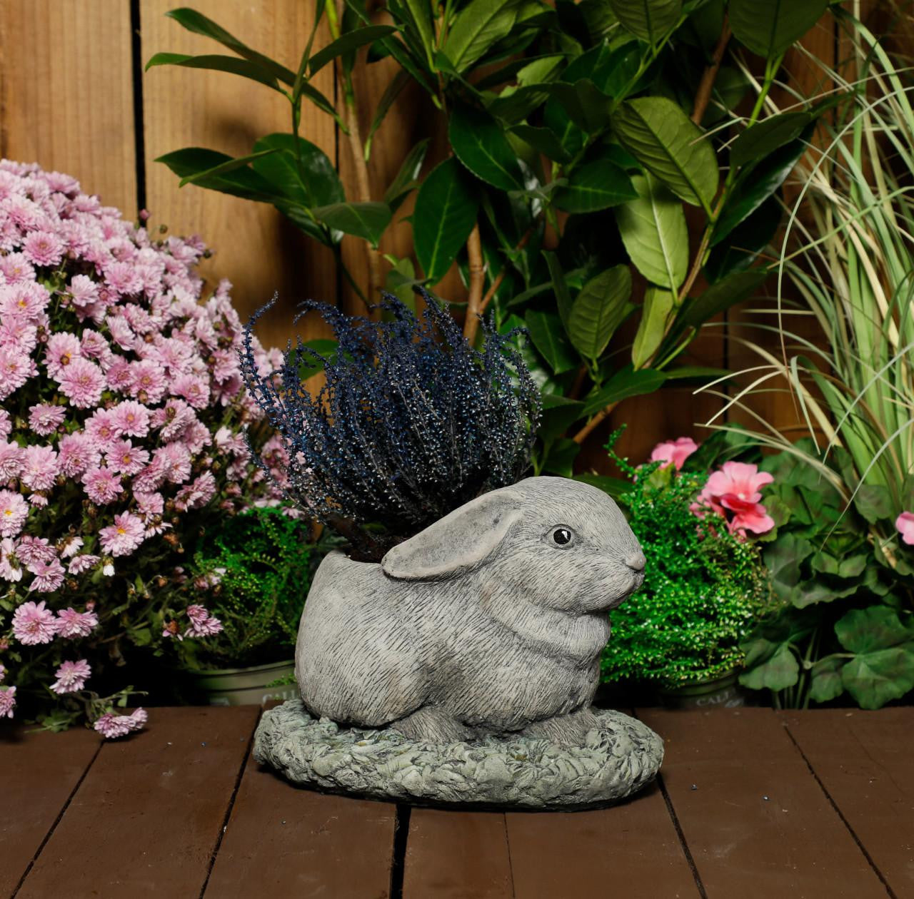 Charming Stone Cast Rabbit Planter for Flowers or Herbs