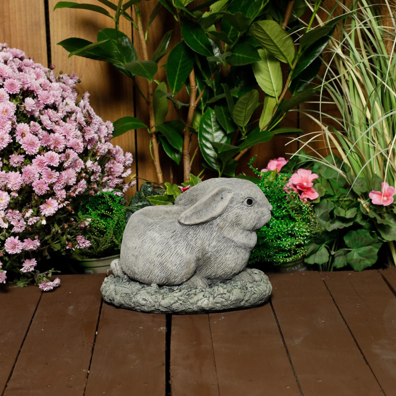 Charming Stone Cast Rabbit Planter for Flowers or Herbs