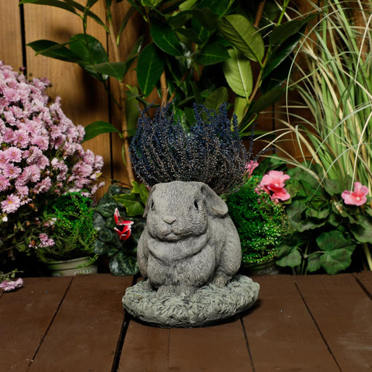 Charming Stone Cast Rabbit Planter for Flowers or Herbs