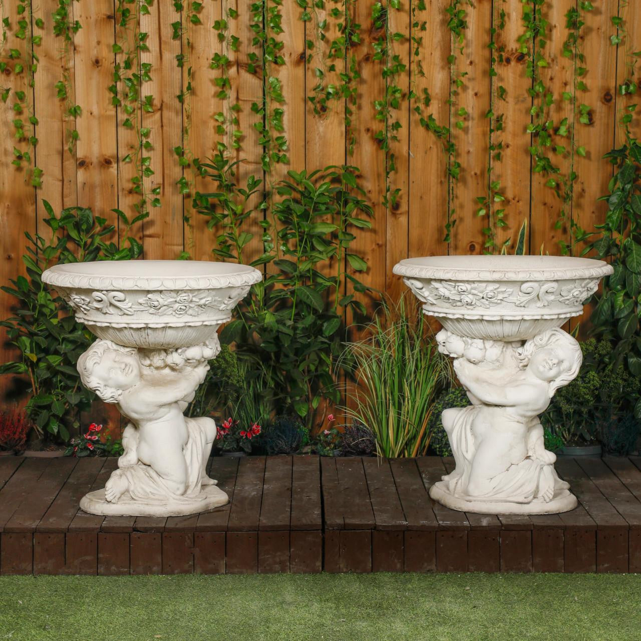 Cherub Planter Pair Vase Urn 
