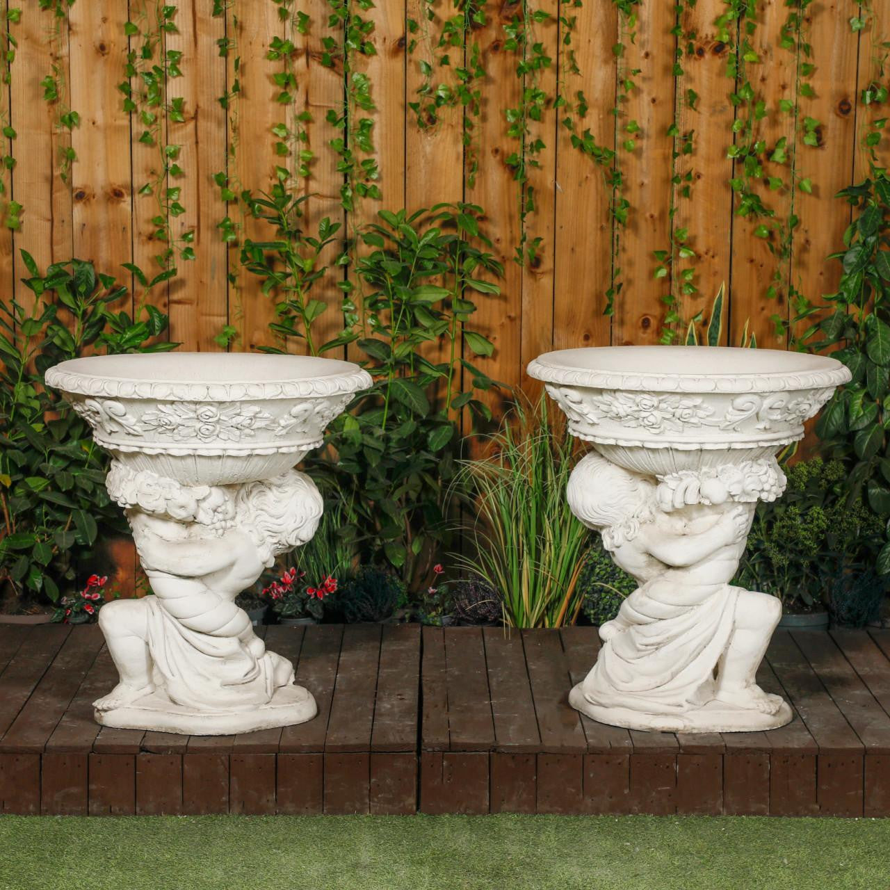 Cherub Planter Pair Vase Urn 