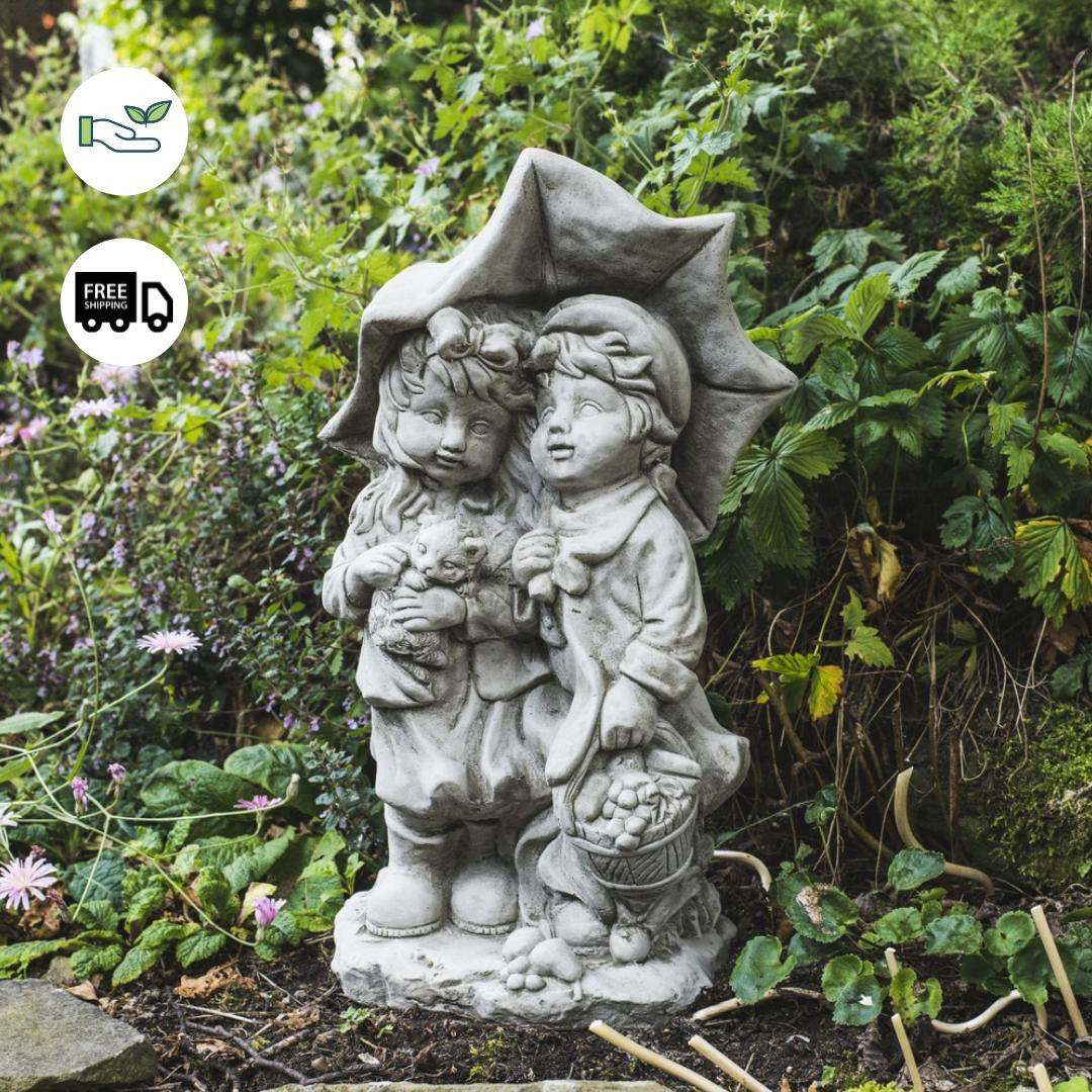 Children under the Umbrella after Harvest Garden Ornament