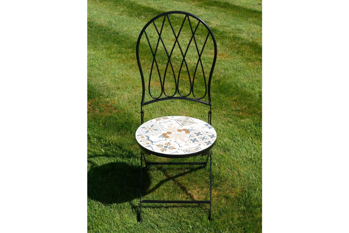 Classic Black Mosaic Bistro Set with Decorative Tile Inlay