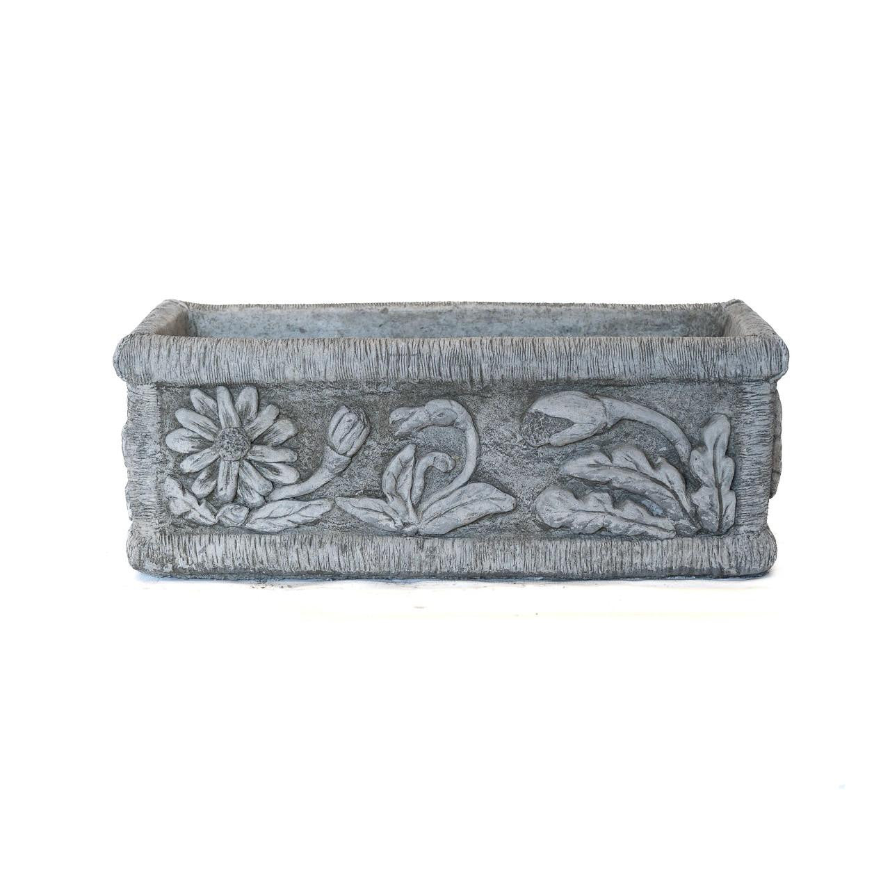 Classic Medium Floral Design Stone Cast Planter Trough