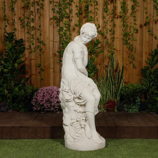 Classic White Stone Flower Lady Garden Ornament