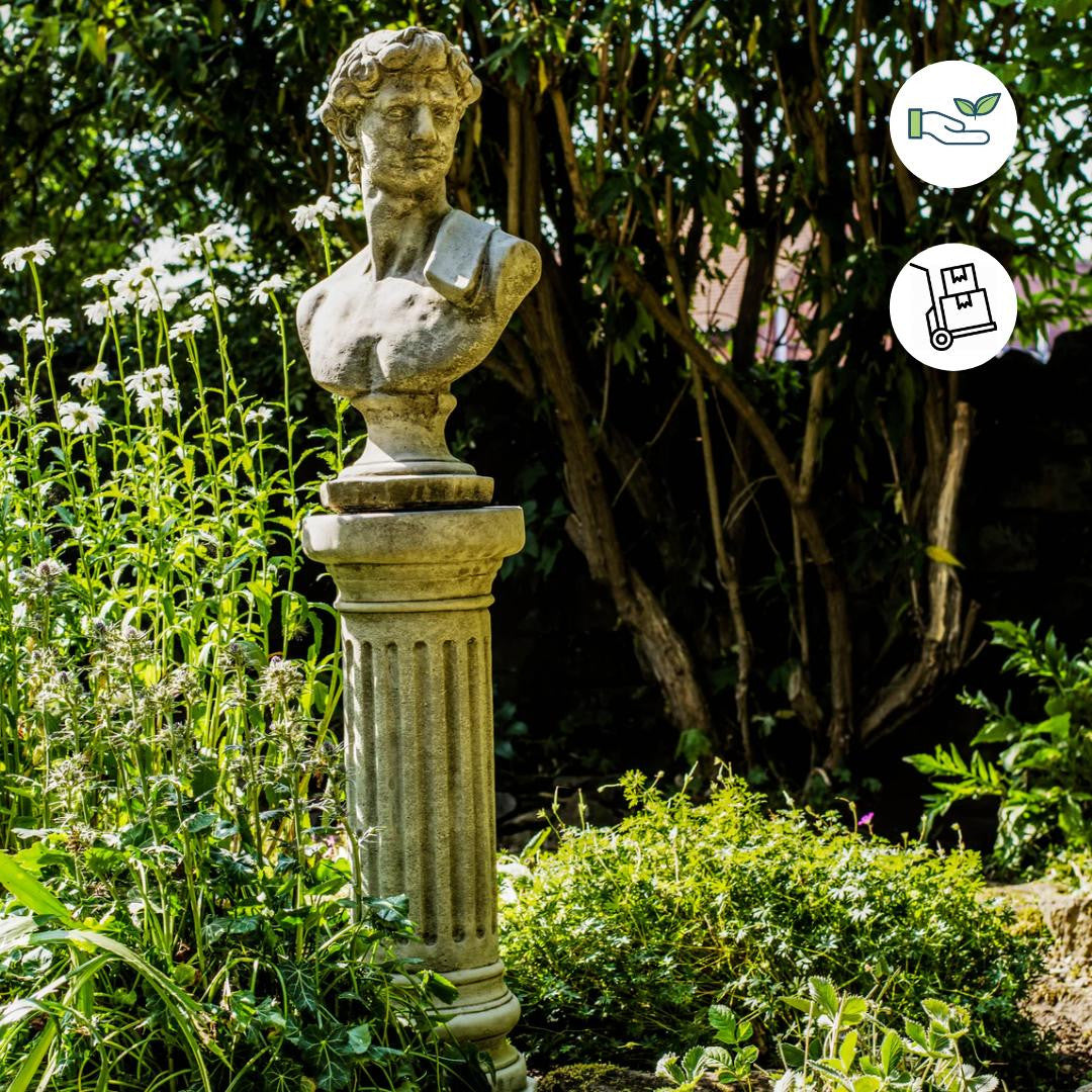 Classical David Bust on Tall Column