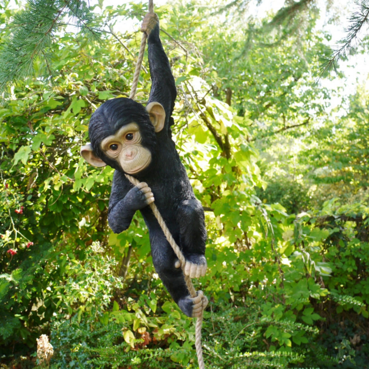Climbing Monkey with rope Garden Ornament | Monkey Figure for Garden ...
