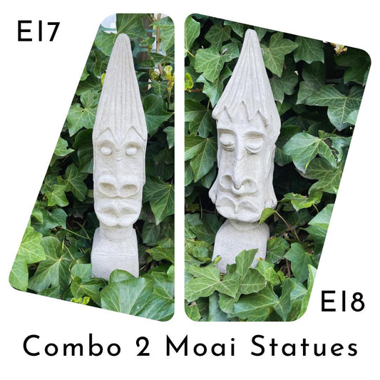 Combo 2 Medium Moai Island Head Statues - Value Set