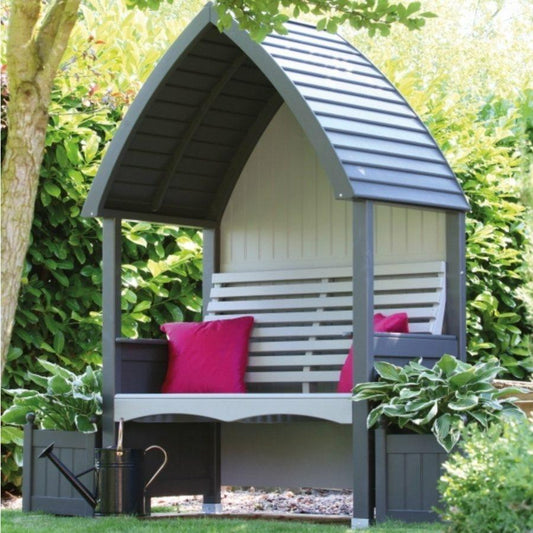 Cottage Arbour Painted in Charcoal and Stone